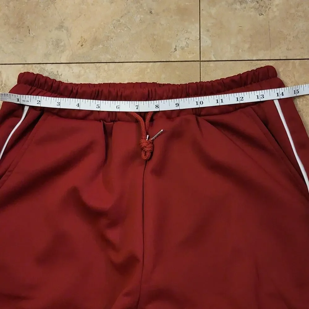 Alo Yoga Size XL Red 2pc Wide Leg Hooded Knit Track Suit Travel Athleisure New